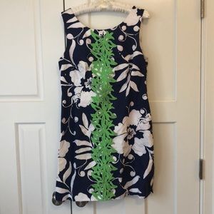 Lily Pulitzer Navy/Green/White Shift Dress 12